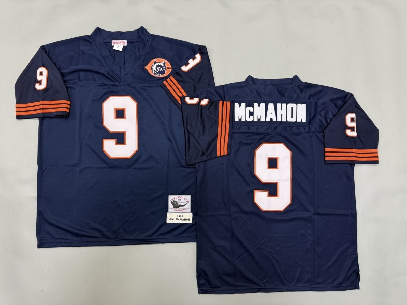 Men 2025 Nike Chicago Bears 9 Mcmahon Blue Throwback Limited NFL Jersey style 002